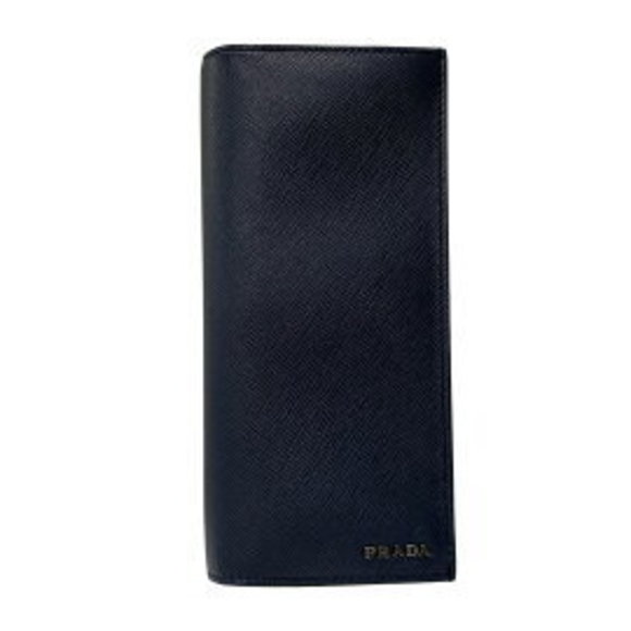 Prada Long Wallet Navy Blue Gray Leather - Picture 1 of 9